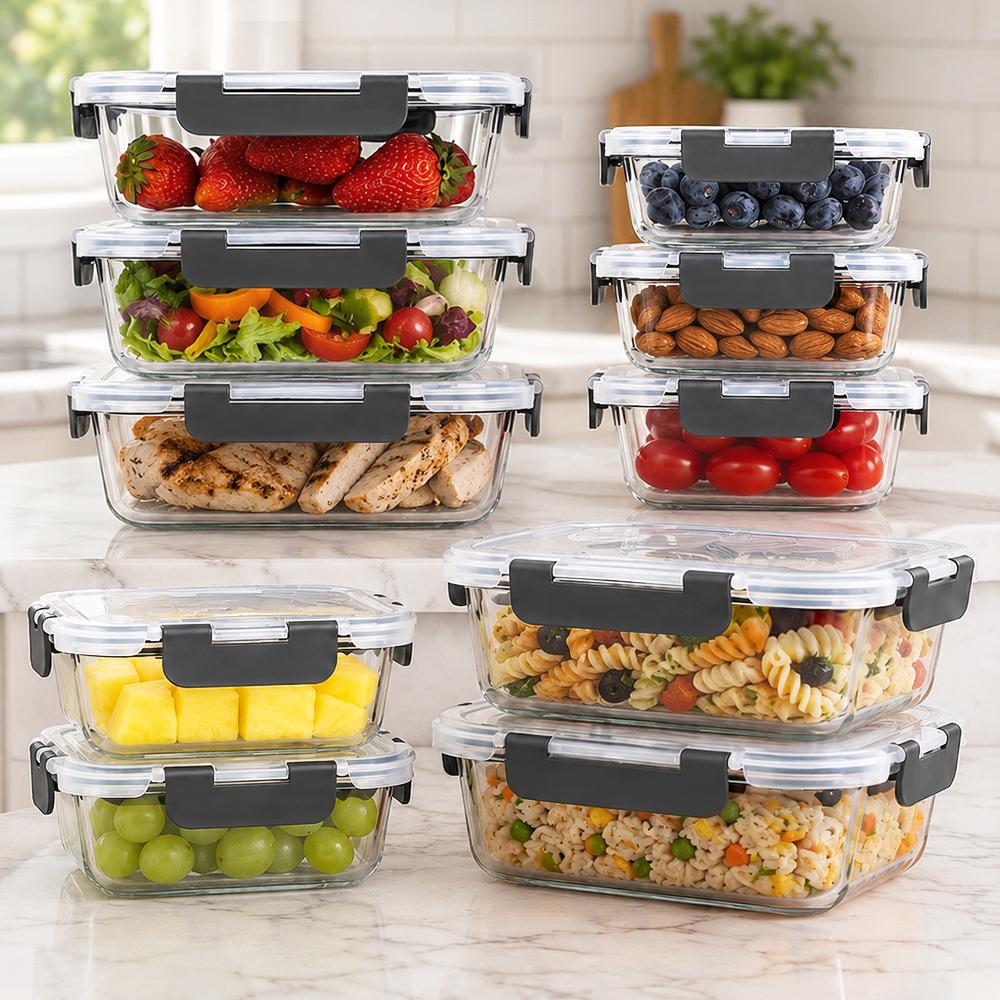 Meal Prep Weekly - Zestaw 10 szklanych pojemników na żywność